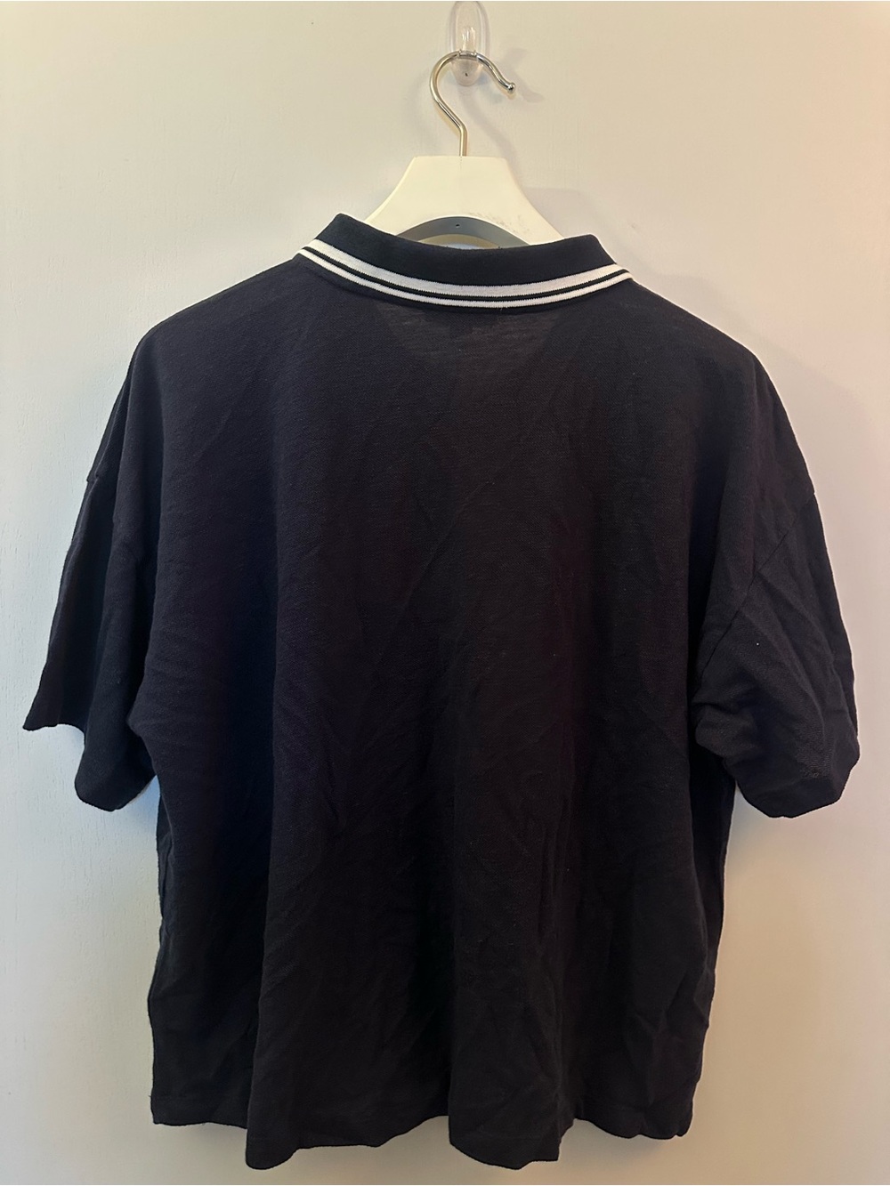J.CREW | Oversized Cropped Polo Shirt with White-Striped Collar - Picture 7 of 7